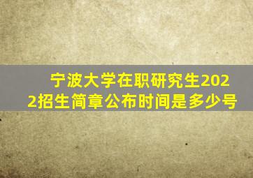 宁波大学在职研究生2022招生简章公布时间是多少号