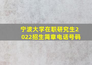 宁波大学在职研究生2022招生简章电话号码