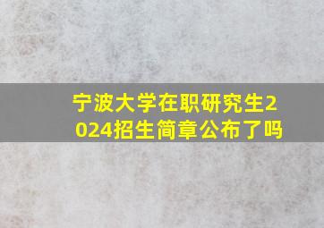 宁波大学在职研究生2024招生简章公布了吗