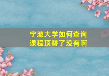 宁波大学如何查询课程顶替了没有啊