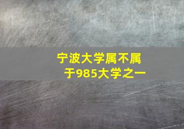 宁波大学属不属于985大学之一