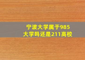 宁波大学属于985大学吗还是211高校