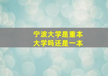 宁波大学是重本大学吗还是一本