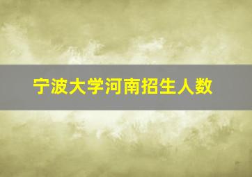 宁波大学河南招生人数