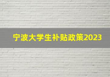 宁波大学生补贴政策2023