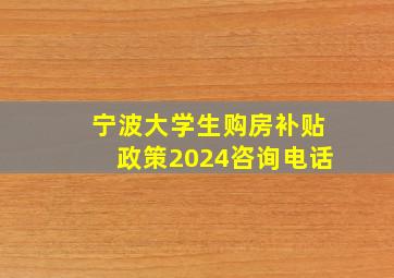 宁波大学生购房补贴政策2024咨询电话