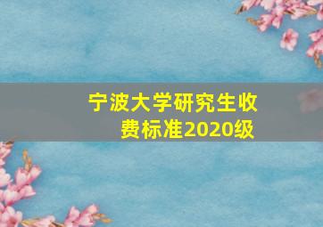 宁波大学研究生收费标准2020级