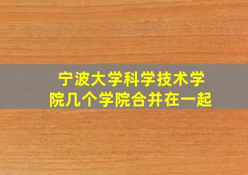 宁波大学科学技术学院几个学院合并在一起