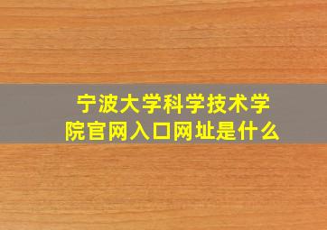 宁波大学科学技术学院官网入口网址是什么