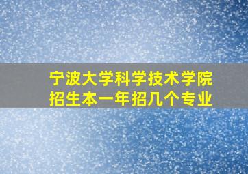 宁波大学科学技术学院招生本一年招几个专业