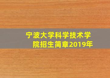 宁波大学科学技术学院招生简章2019年