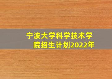 宁波大学科学技术学院招生计划2022年