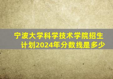 宁波大学科学技术学院招生计划2024年分数线是多少