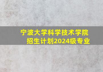 宁波大学科学技术学院招生计划2024级专业