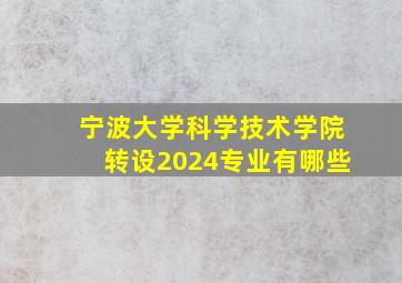 宁波大学科学技术学院转设2024专业有哪些