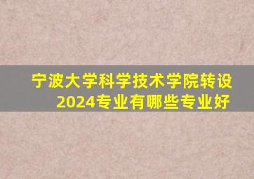 宁波大学科学技术学院转设2024专业有哪些专业好