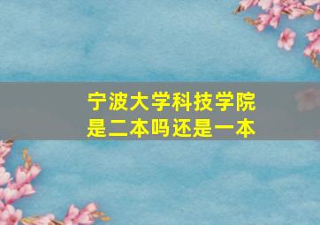 宁波大学科技学院是二本吗还是一本