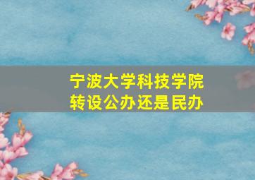 宁波大学科技学院转设公办还是民办