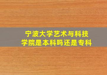 宁波大学艺术与科技学院是本科吗还是专科