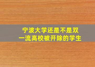 宁波大学还是不是双一流高校被开除的学生