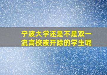 宁波大学还是不是双一流高校被开除的学生呢