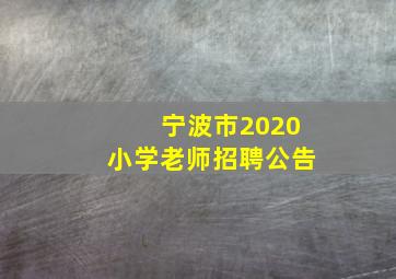 宁波市2020小学老师招聘公告