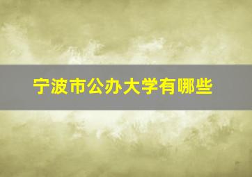 宁波市公办大学有哪些