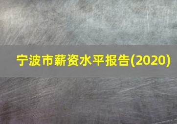 宁波市薪资水平报告(2020)