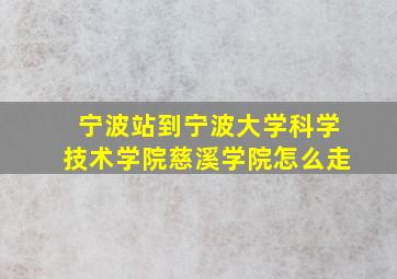 宁波站到宁波大学科学技术学院慈溪学院怎么走