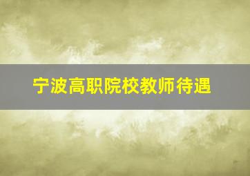 宁波高职院校教师待遇