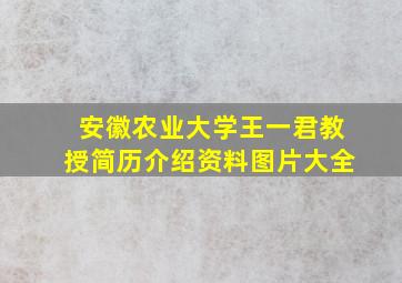 安徽农业大学王一君教授简历介绍资料图片大全