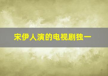 宋伊人演的电视剧独一