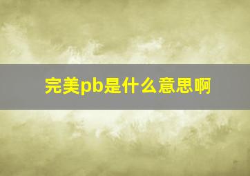 完美pb是什么意思啊