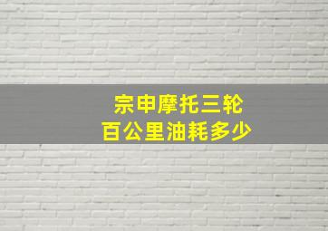 宗申摩托三轮百公里油耗多少