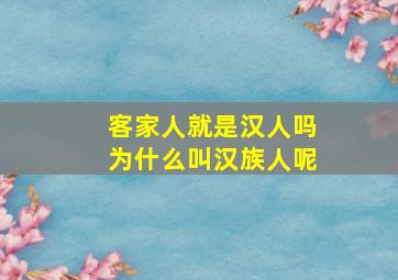 客家人就是汉人吗为什么叫汉族人呢