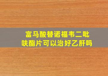 富马酸替诺福韦二吡呋酯片可以治好乙肝吗