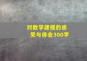 对数学建模的感受与体会300字