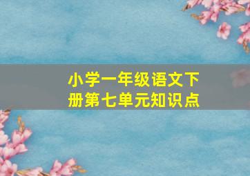 小学一年级语文下册第七单元知识点