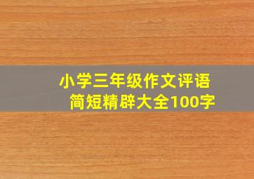 小学三年级作文评语简短精辟大全100字