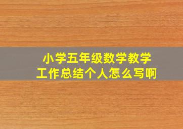 小学五年级数学教学工作总结个人怎么写啊