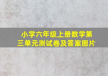 小学六年级上册数学第三单元测试卷及答案图片