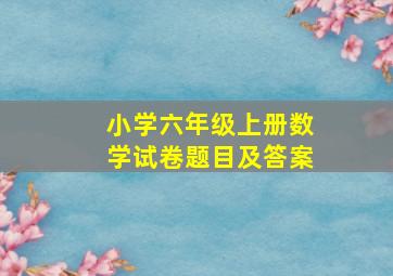 小学六年级上册数学试卷题目及答案