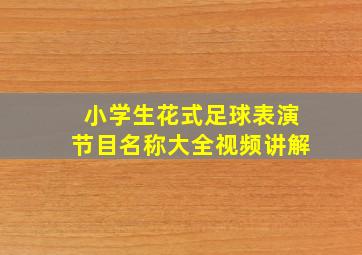 小学生花式足球表演节目名称大全视频讲解