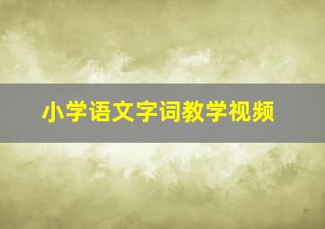 小学语文字词教学视频