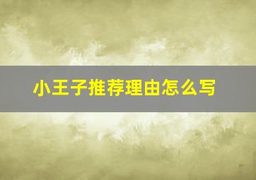 小王子推荐理由怎么写