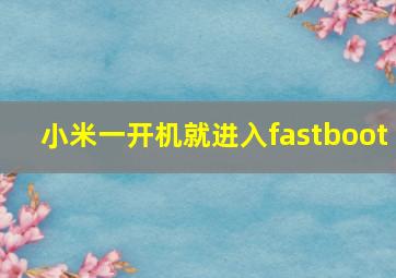 小米一开机就进入fastboot