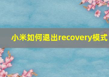 小米如何退出recovery模式