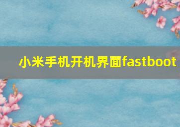 小米手机开机界面fastboot