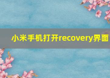 小米手机打开recovery界面