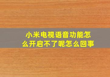 小米电视语音功能怎么开启不了呢怎么回事